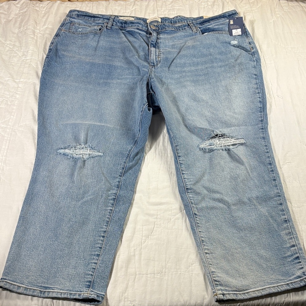 NWT Women's High-Rise 90s Slim Leg Stretch Plus Sized Distressed Jeans 28‎